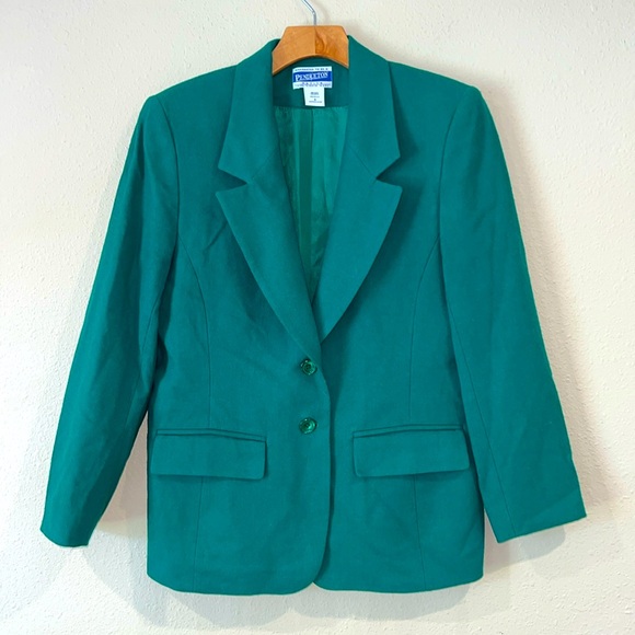 Women’s Pendleton Kelley Green 2 button wool Blazer jacket size 8 Petite - Picture 1 of 5